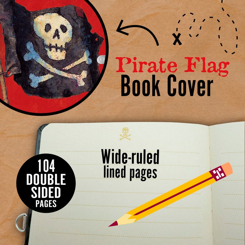 Peaceable Kingdom Pirates 6.25" Lock and Key, Lined Page Diary for Kids - Image 4